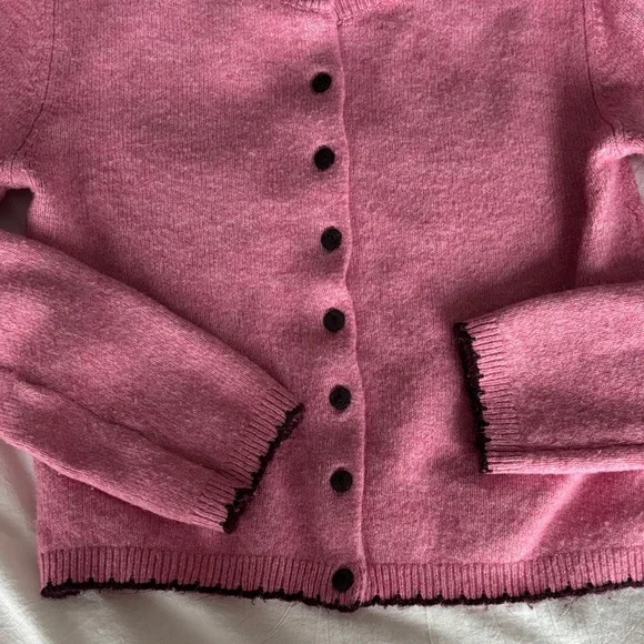 Divided Pink Cardigan with Black Trim - Picture 3 of 3